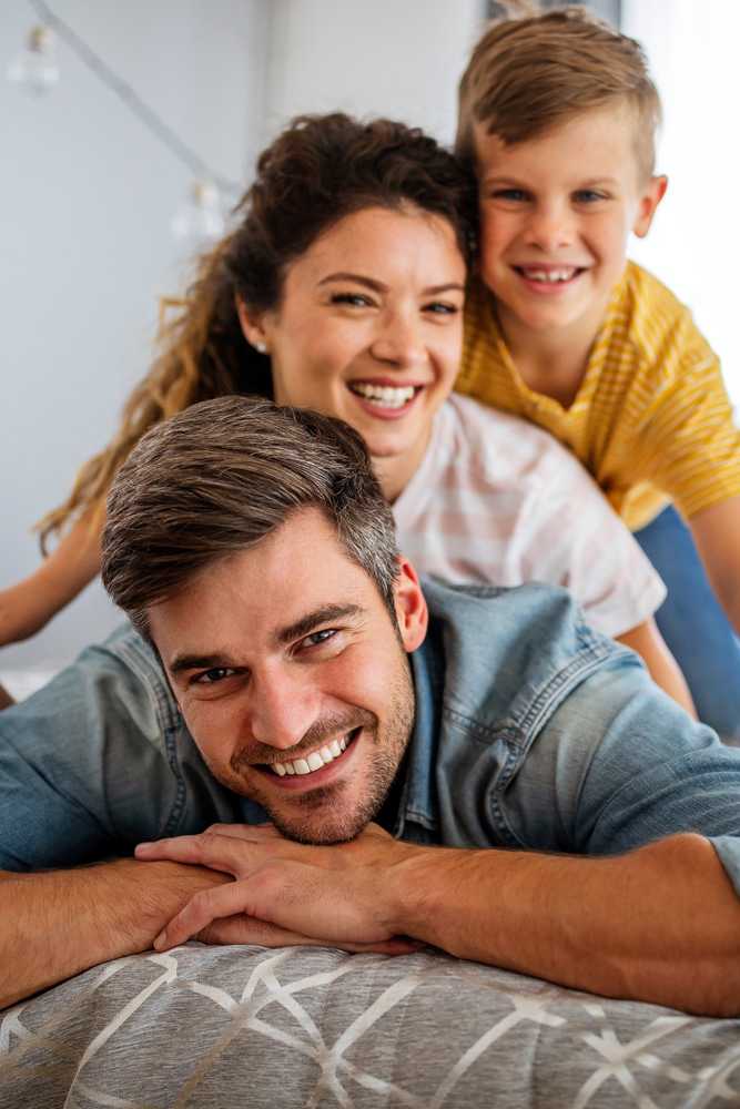 Happy family having fun time at home